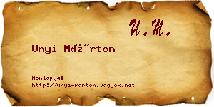 Unyi Márton névjegykártya